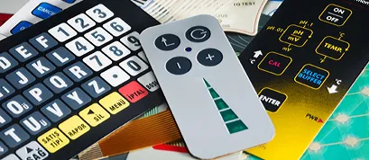 Membrantangentbord med präglade knappar tillverkade via Aluscreen